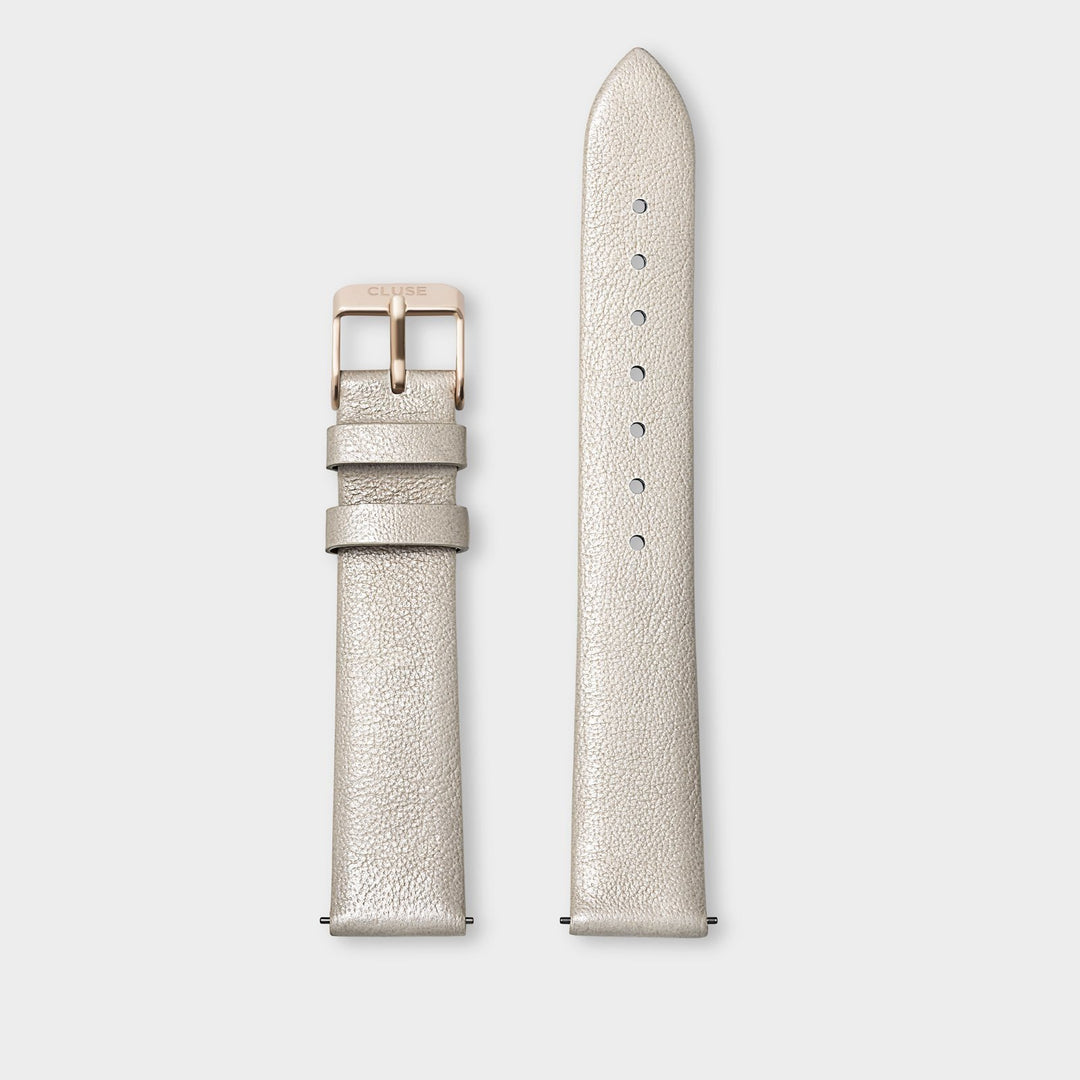 CLUSE Strap 16 mm Leather Warm White Metallic/ Rose Gold - Strap