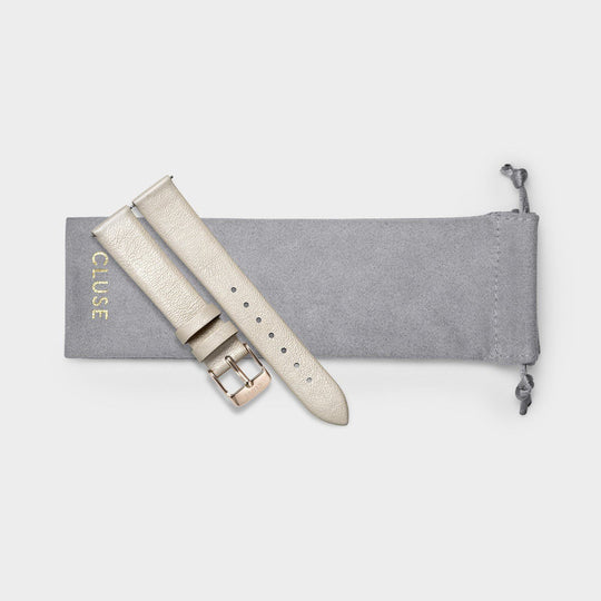 CLUSE Strap 16 mm Leather Warm White Metallic/ Rose Gold - Strap pouch