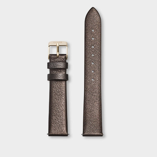 CLUSE Strap 16 mm Leather Chocolate Brown Metallic/ Gold - Strap