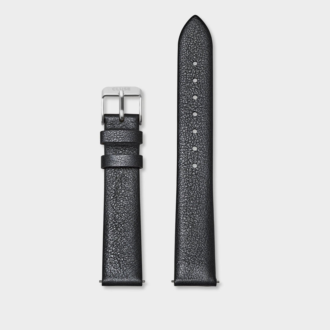 CLUSE Strap 16 mm Leather, Dark Grey Metallic/ Silver - Strap