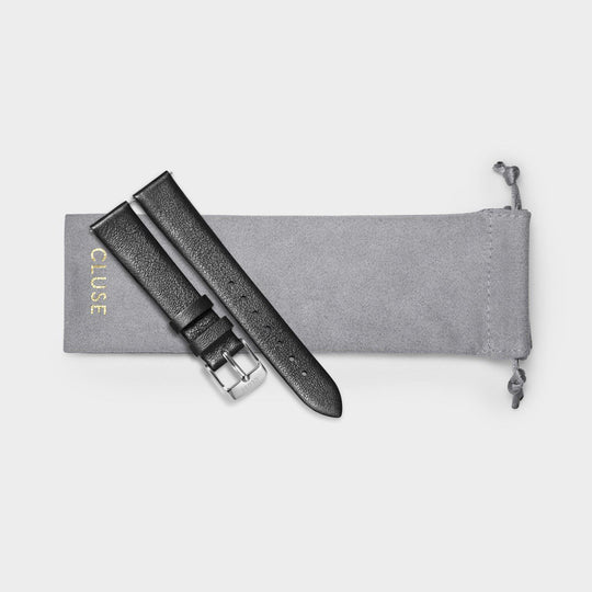 CLUSE Strap 16 mm Leather, Dark Grey Metallic/ Silver - Strap