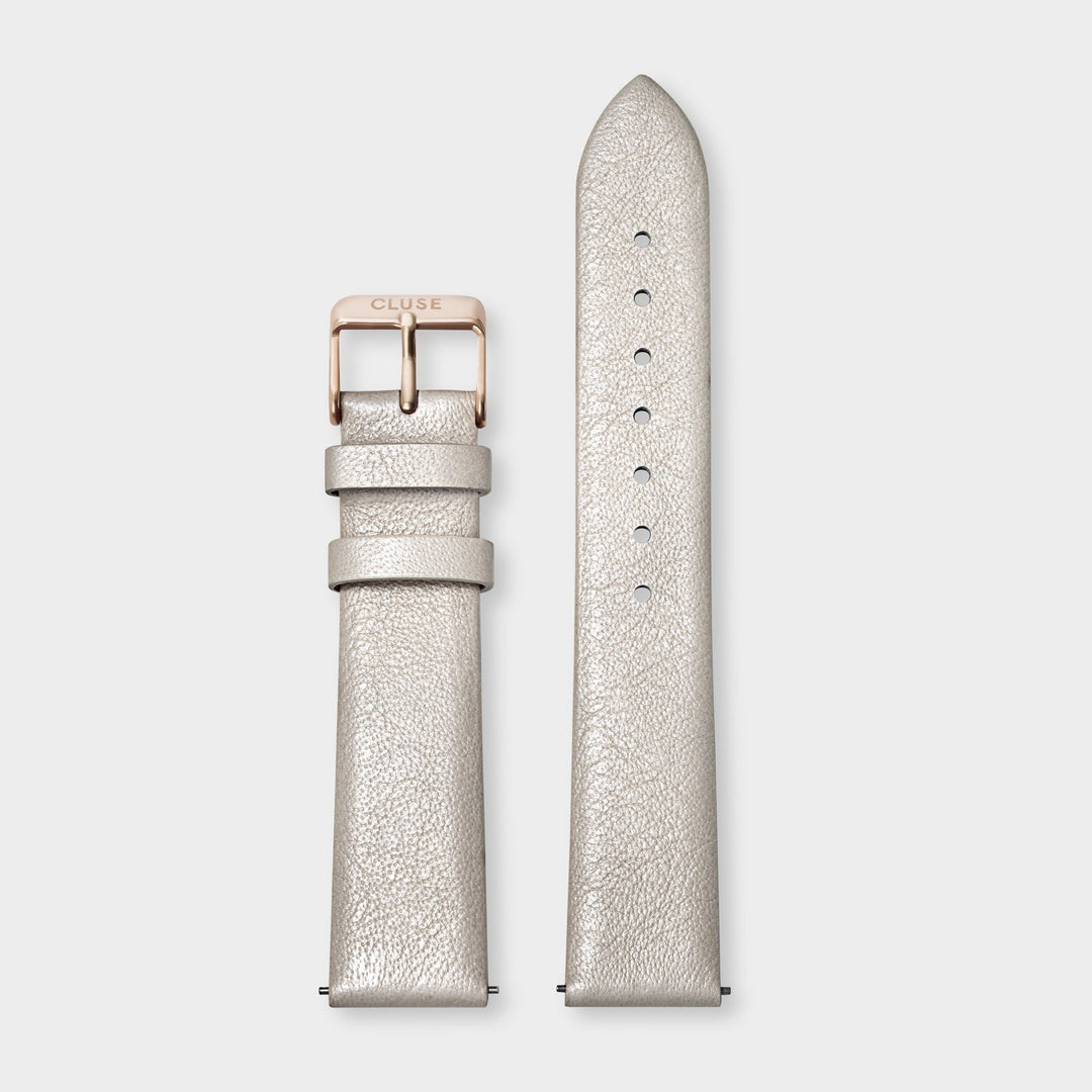 CLUSE Strap 18 mm Leather Warm White Metallic/ Rose Gold - Strap