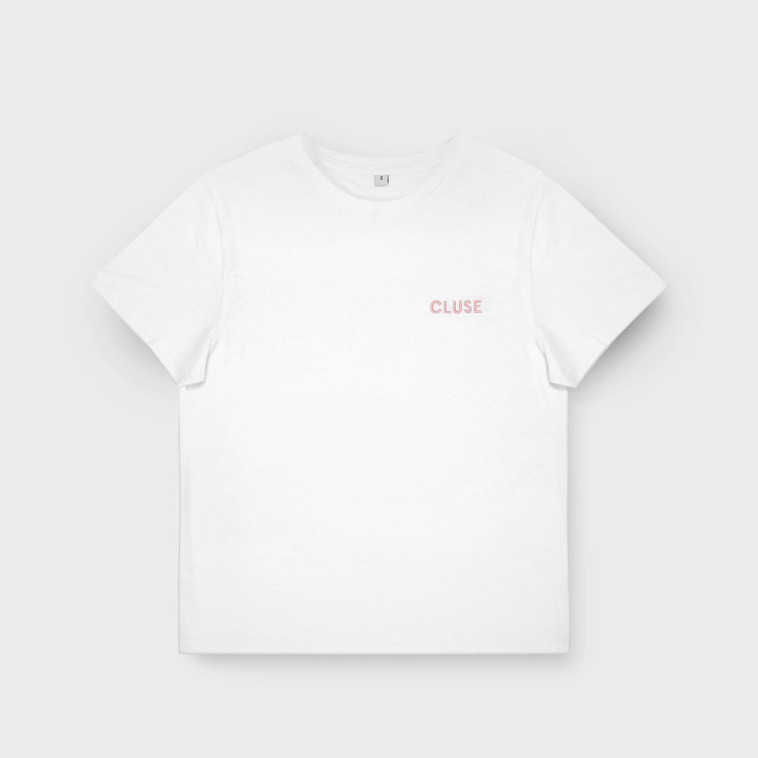 CLUSE T-Shirt White Colour Pink Logo, Large CT02801-L - T-shirt frontal.