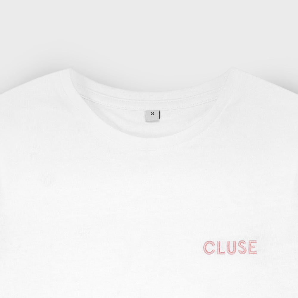 CLUSE T-Shirt White Colour Pink Logo, Large CT02801-L - T-shirt detail.