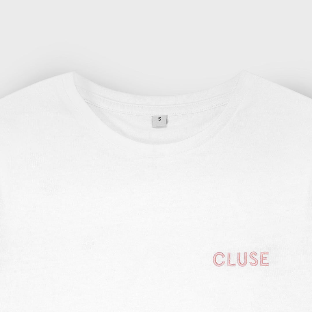 CLUSE T-Shirt White Colour Pink Logo, Large CT02801-L - T-shirt detail.