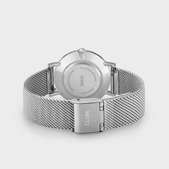 Gift Box Minuit Mesh White, Silver and Python Strap CG10211 - Watch clasp and back