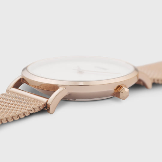 Minuit Mesh Watch And Grey Strap, Rose Gold Colour CG10208 - watch case detail