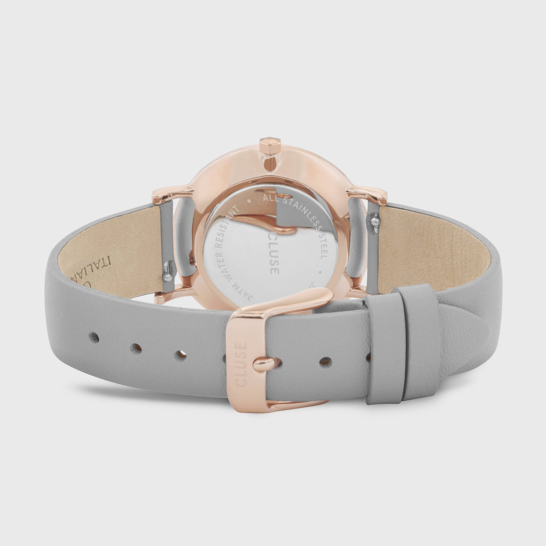 Minuit Mesh Watch And Grey Strap, Rose Gold Colour CG10208 - Watch clasp and back
