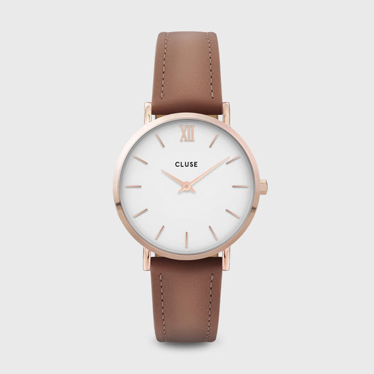 CLUSE Minuit Leather Rose Gold White/Caramel CW0101203018 - Watch