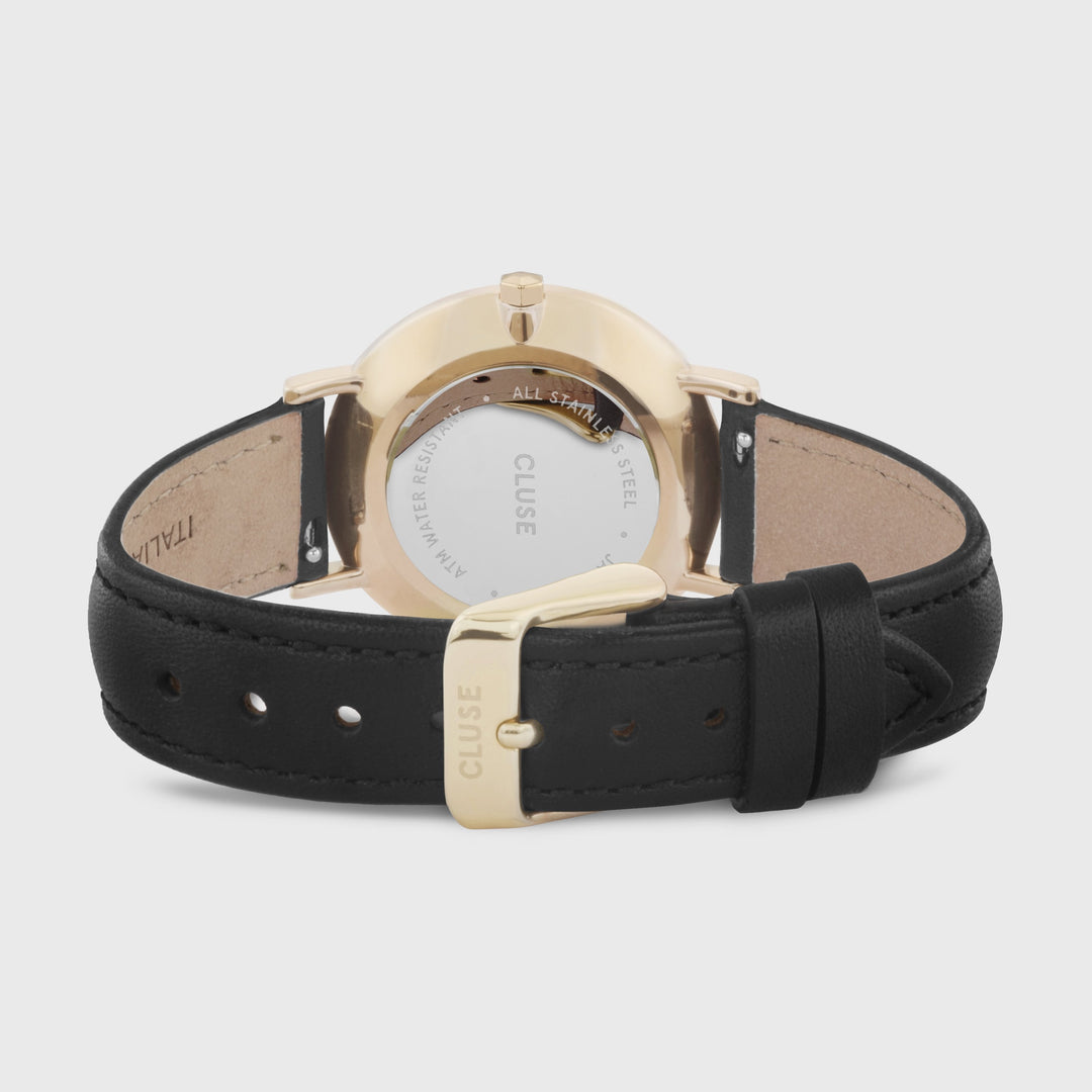 CLUSE Minuit Leather Gold Black/Black CW0101203019 - Watch clasp and back