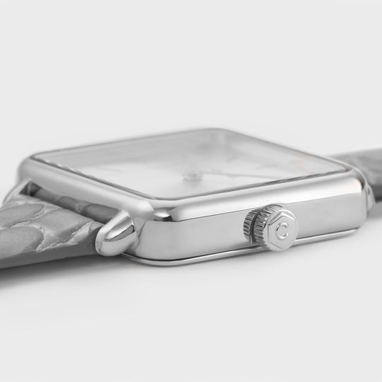 CLUSE Gift box La Tétragone Alligator Watch and Disc Bracelet Silver Colour CG10312 - watch case