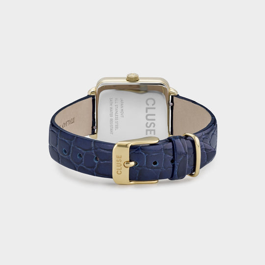 CLUSE La Tétragone Leather Gold Blue/Blue Alligator - Watch clasp and back