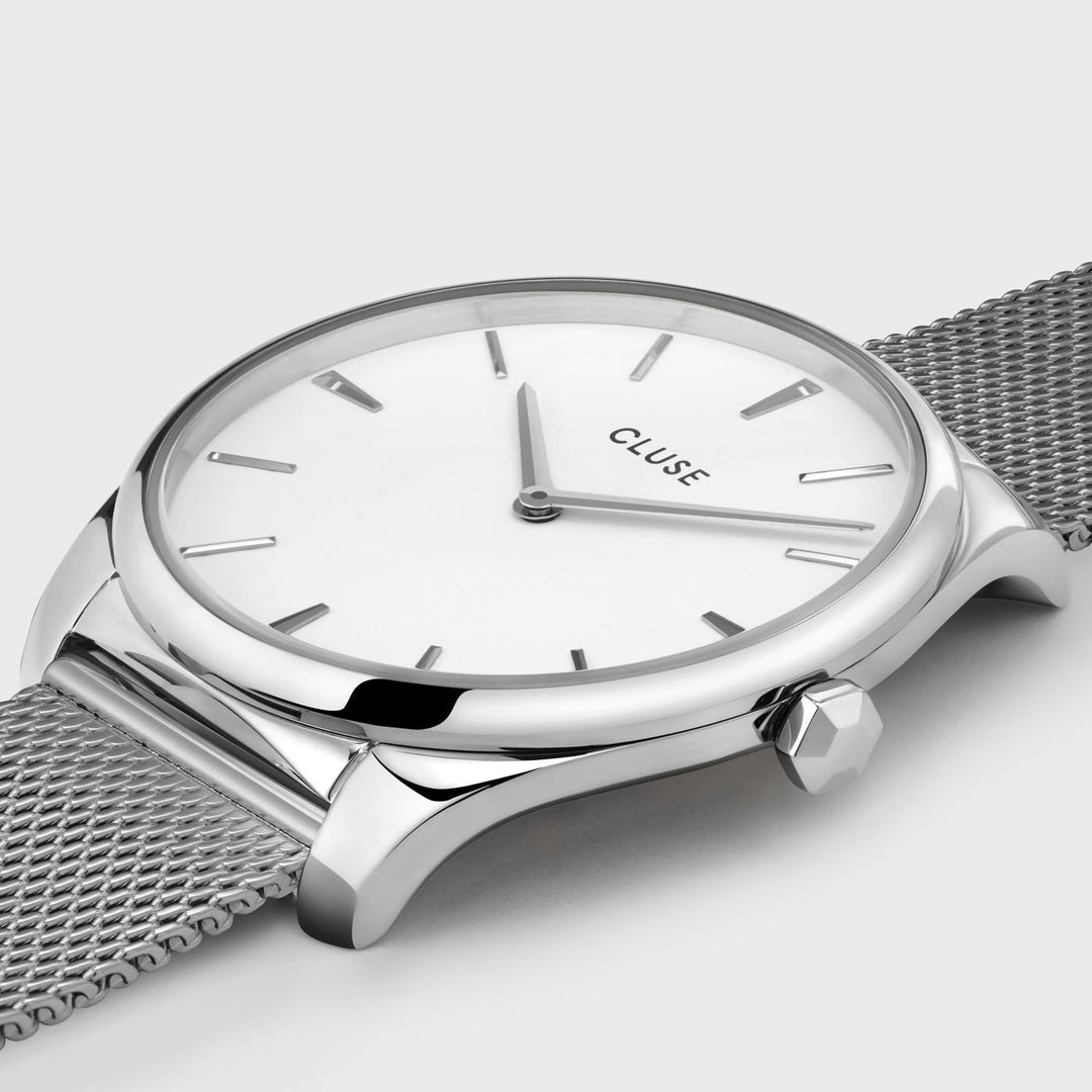 CLUSE Féroce Mesh, Silver, White CW0101212001 - Watch case detail