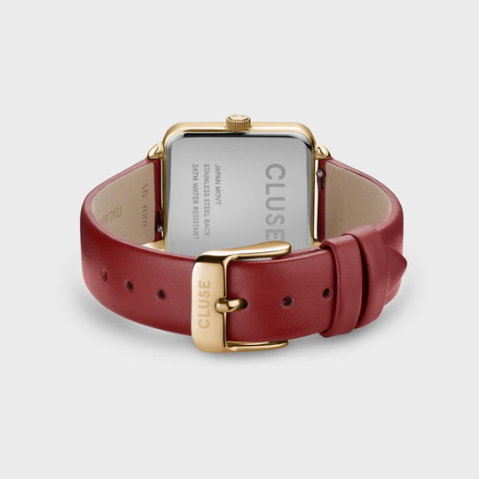 CLUSE La Tétragone Leather Red, Gold Colour CW10304 - Watch clasp and back