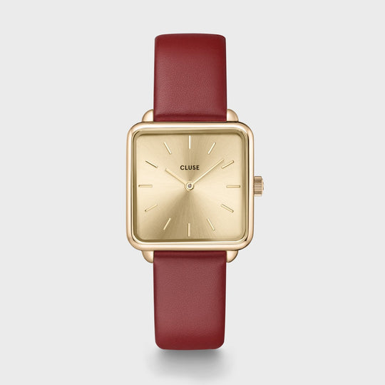 CLUSE La Tétragone Leather Red, Gold Colour CW10304 - Watch