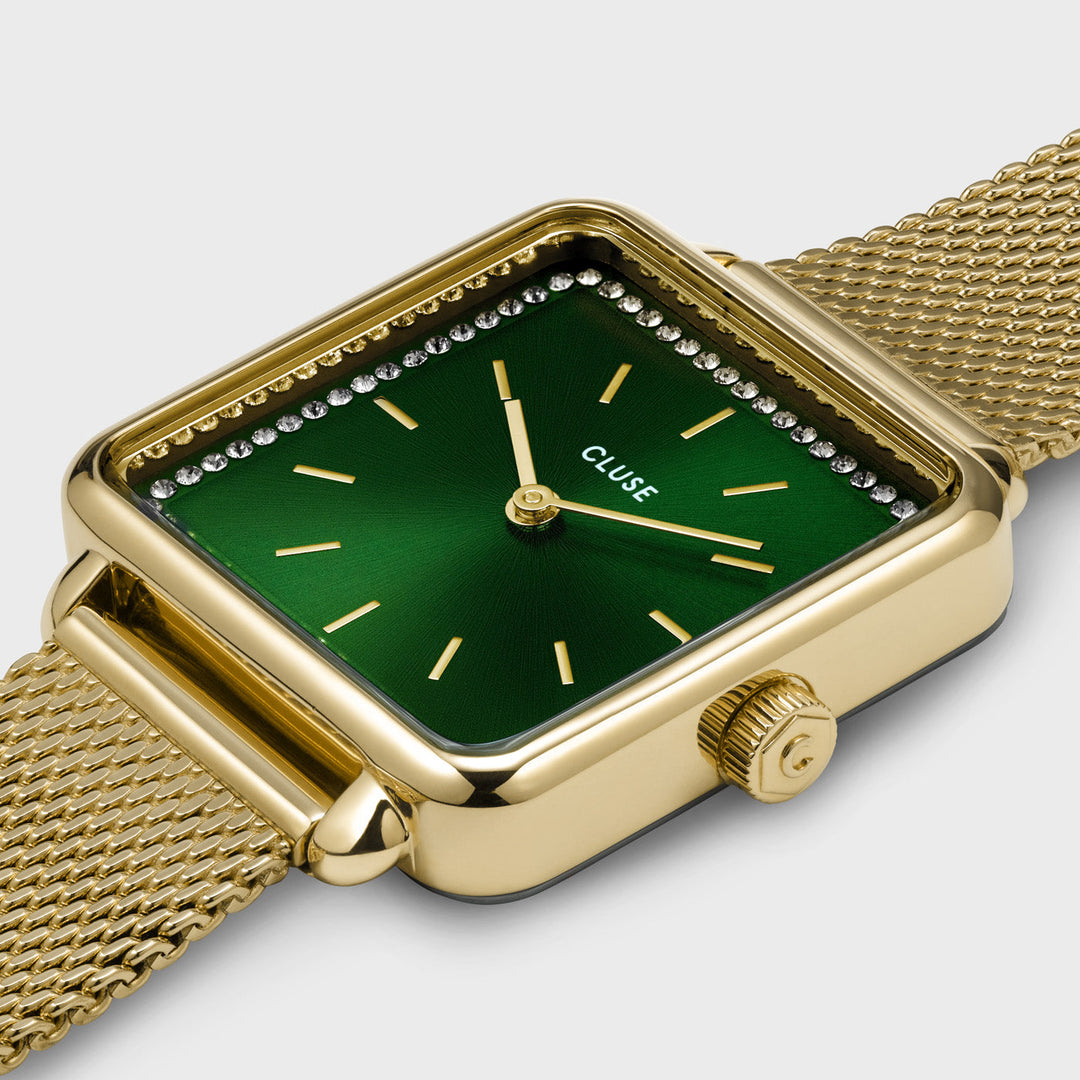 CLUSE La Tétragone Mesh Gold/Green CW10309 - Watch case detail