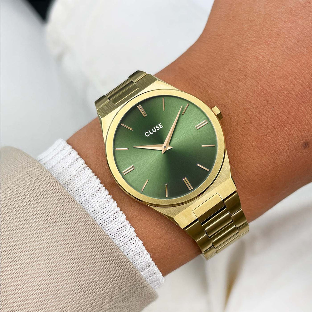 Vigoureux Steel Green Gold Colour CW10601 - Watch on wrist