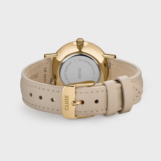 CLUSE Pavane Petite Leather Beige, Gold Colour CW11405 - watch clasp and back