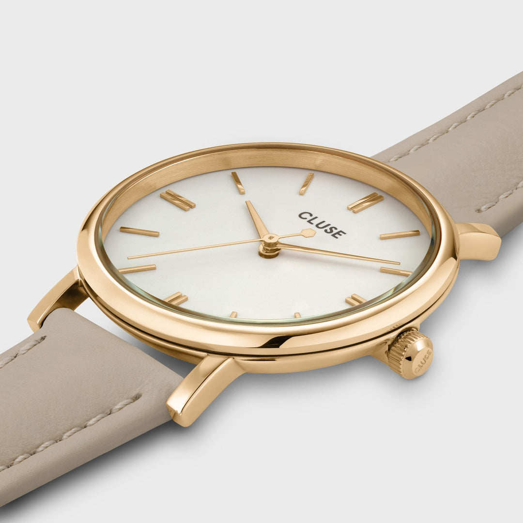 CLUSE Pavane Petite Leather Beige, Gold Colour CW11405 - watch case detail