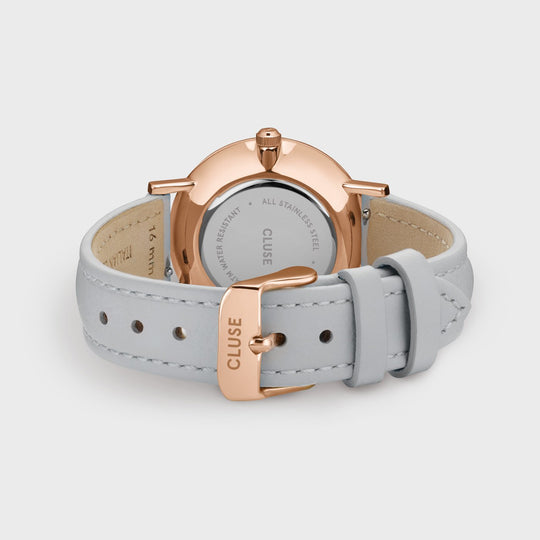 CLUSE Pavane Petite Leather Grey, Rose Gold Colour CW11406 - Watch clasp and back