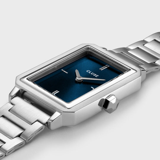 CLUSE Fluette Steel Dark Blue, Silver Colour CW11507 - Watch case detail.