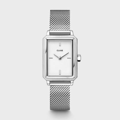 Fluette Watch Mesh White, Silver Colour