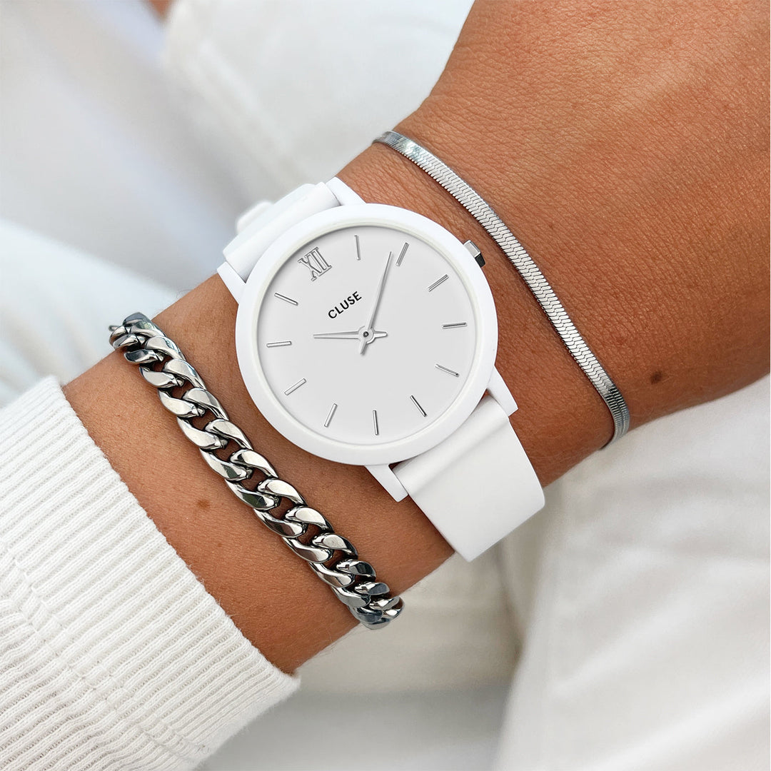 CLUSE Minuit Nylon White, Silver Colour CW11604 - Watch on wrist