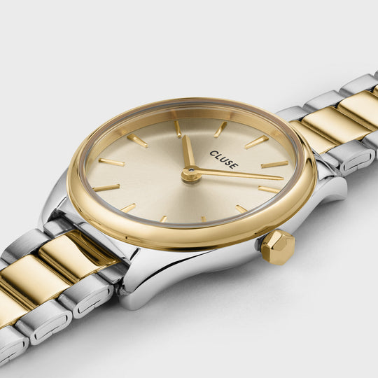 CLUSE Féroce Mini Steel Bicolour Gold/Silver CW11701 - Watch case detail.