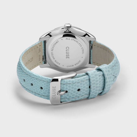 CLUSE Féroce Petite Leather Lizard Blue, Silver Colour CW11204 - Watch clasp and back