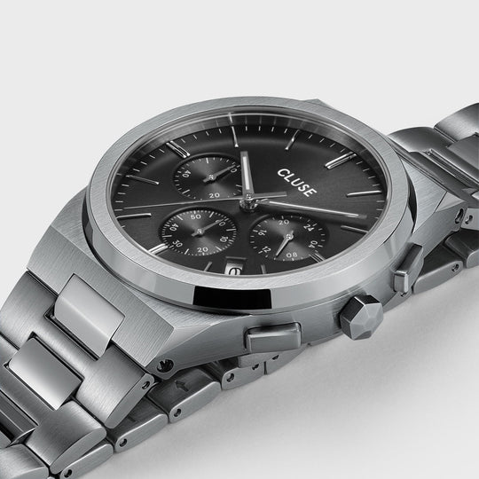 Vigoureux Chrono Bracelet, Silver, Charcoal/ Silver CW20804 - Watch case detail