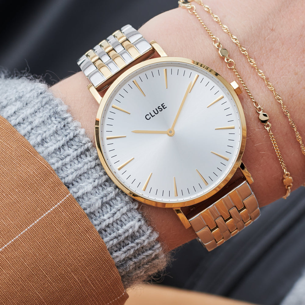 CLUSE La Bohème Multi-Link Gold Silver/Gold/Silver - Watch on wrist