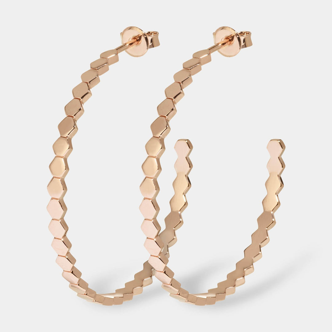 CLUSE Essentielle Rose Gold All Hexagons Hoop Earrings CLJ50008 - earrings