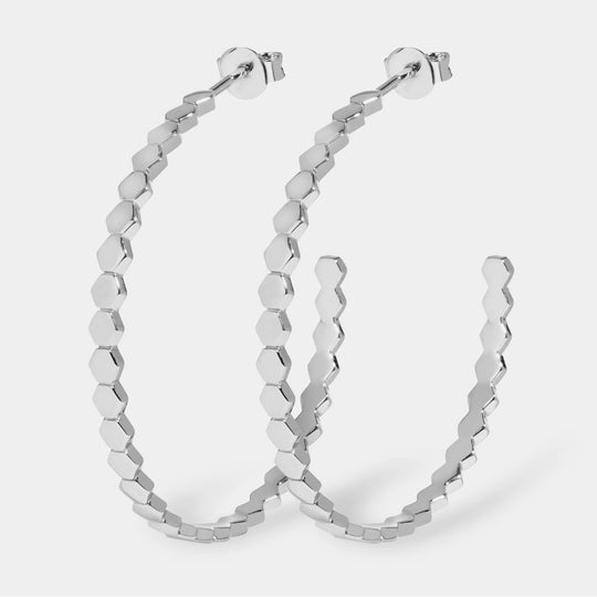 CLUSE Essentielle Silver All Hexagons Hoop Earrings CLJ52008 - earrings