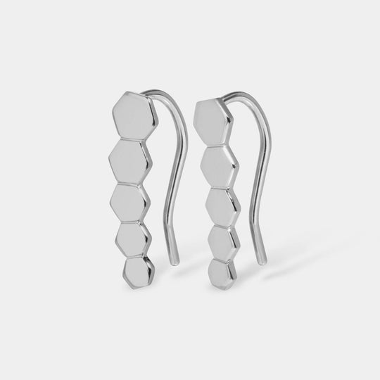 CLUSE Essentielle Silver Hexagon Ear Climber Earrings CLJ52010 - earrings