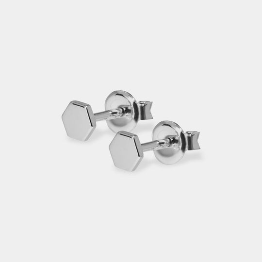 CLUSE Essentielle Silver Hexagon Stud Earrings CLJ52006 - earrings