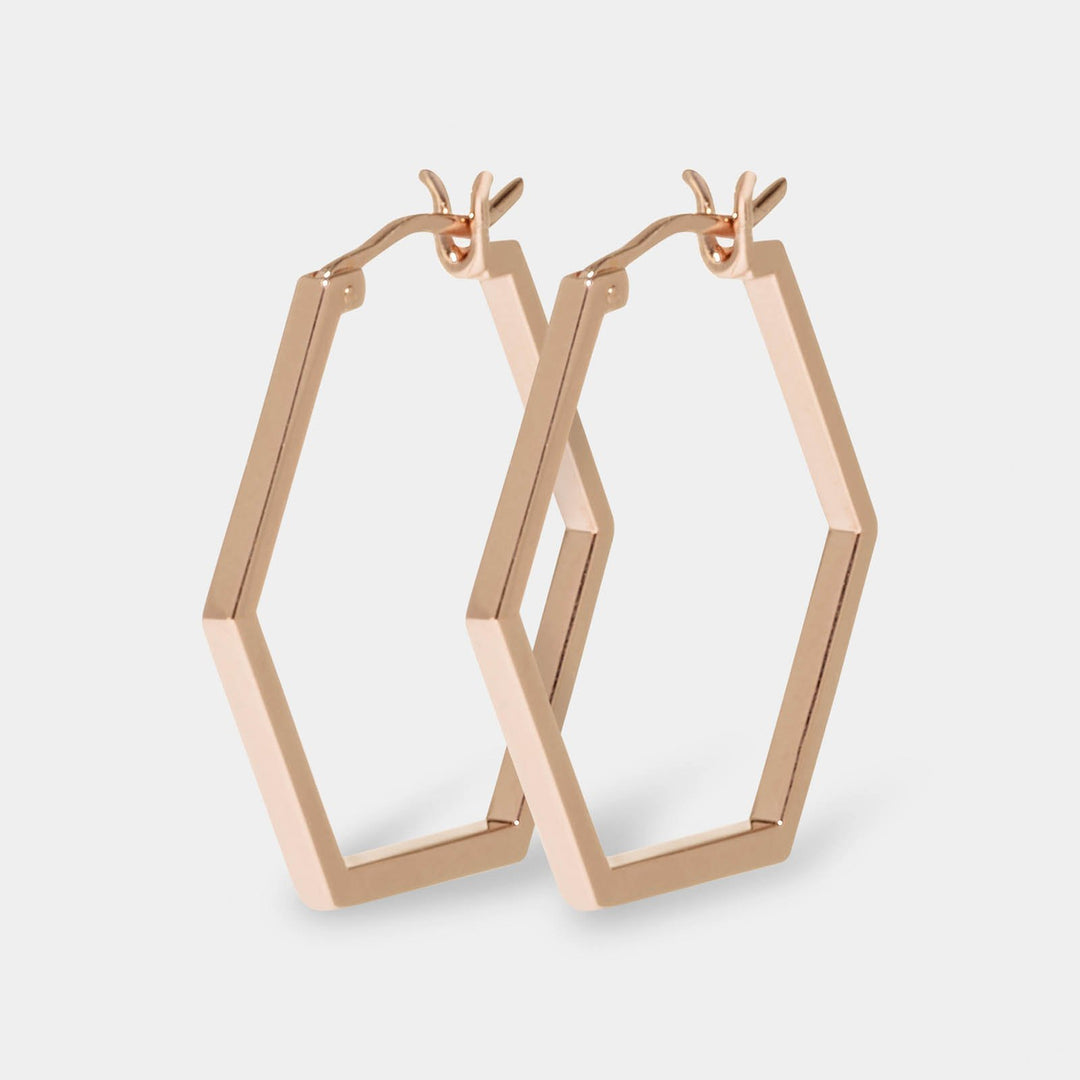CLUSE Essentielle Rose Gold Hexagonal Hoop Earrings CLJ50004 - earrings
