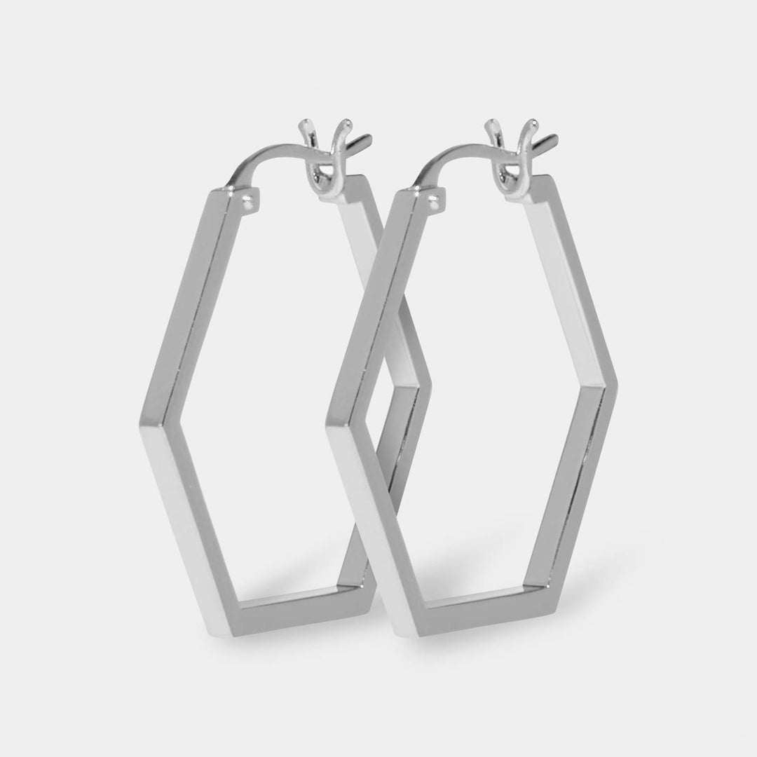 CLUSE Essentielle Silver Hexagonal Hoop Earrings CLJ52004 - earrings