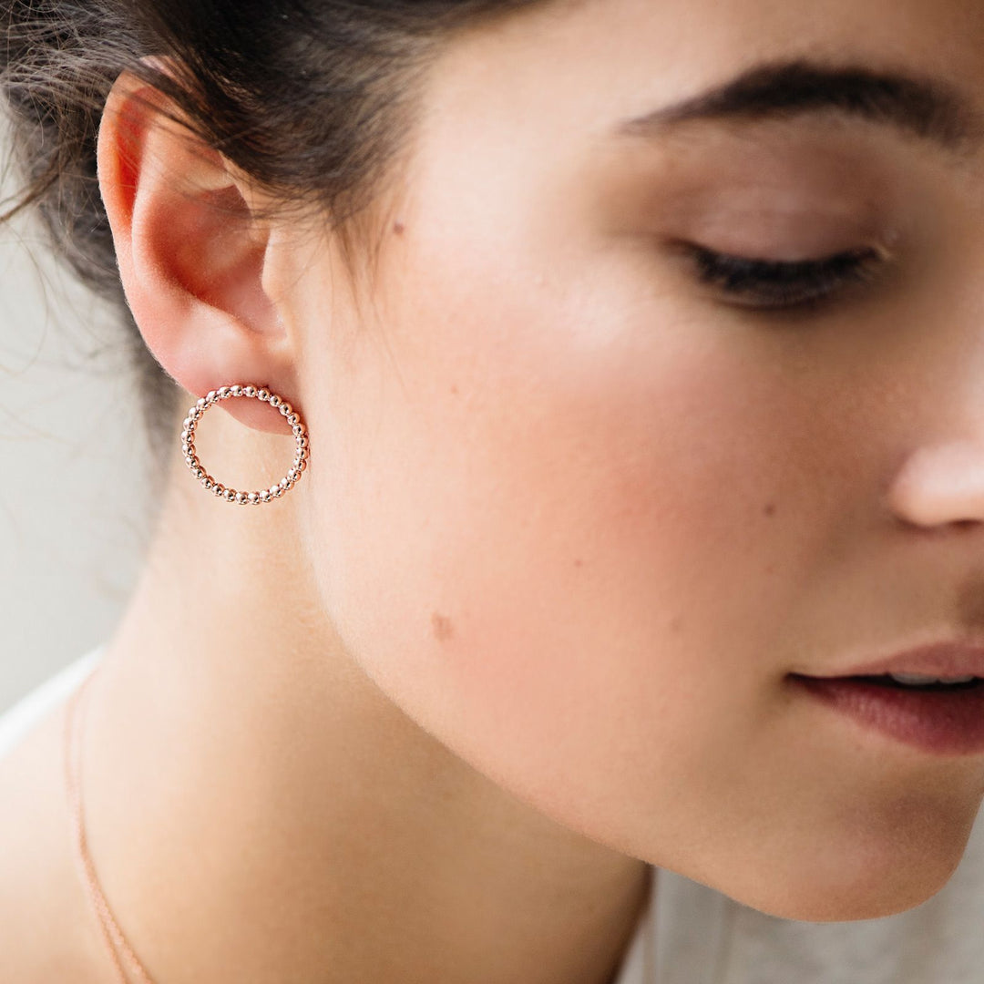 CLUSE Essentielle Rose Gold Open Circle Embellished Stud Earrings CLJ50007 - earrings in ear