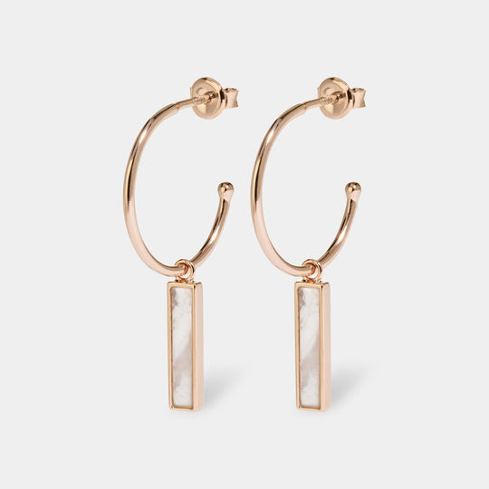 CLUSE Idylle Rose Gold Marble Bar Hoop Earrings CLJ50001 - earrings
