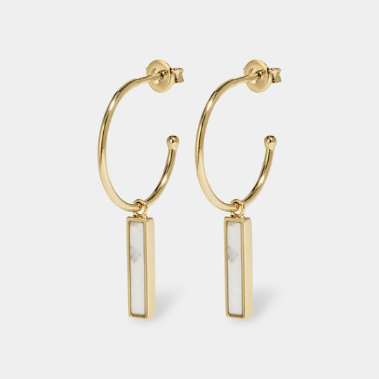 CLUSE Idylle Gold Marble Bar Hoop Earrings CLJ51001 - earrings