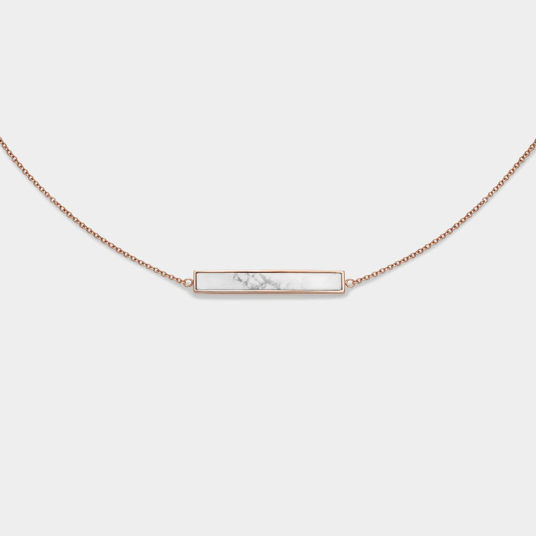CLUSE Idylle Rose Gold Marble Bar Necklace CLJ20009 - necklace front detail