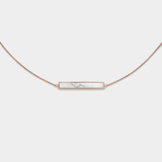 CLUSE Idylle Rose Gold Marble Bar Necklace CLJ20009 - necklace front detail
