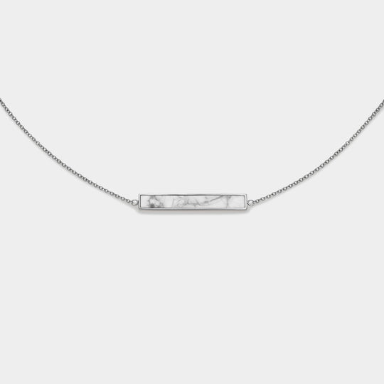 CLUSE Idylle Silver Marble Bar Necklace CLJ22009 - necklace front detail