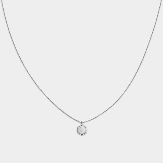CLUSE Idylle Silver Marble Hexagon Pendant Necklace CLJ22008 - necklace