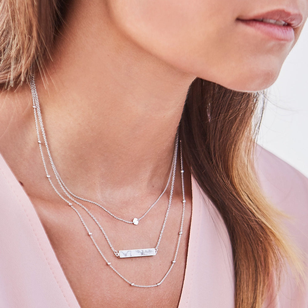 Idylle Silver Marble Bar Necklace