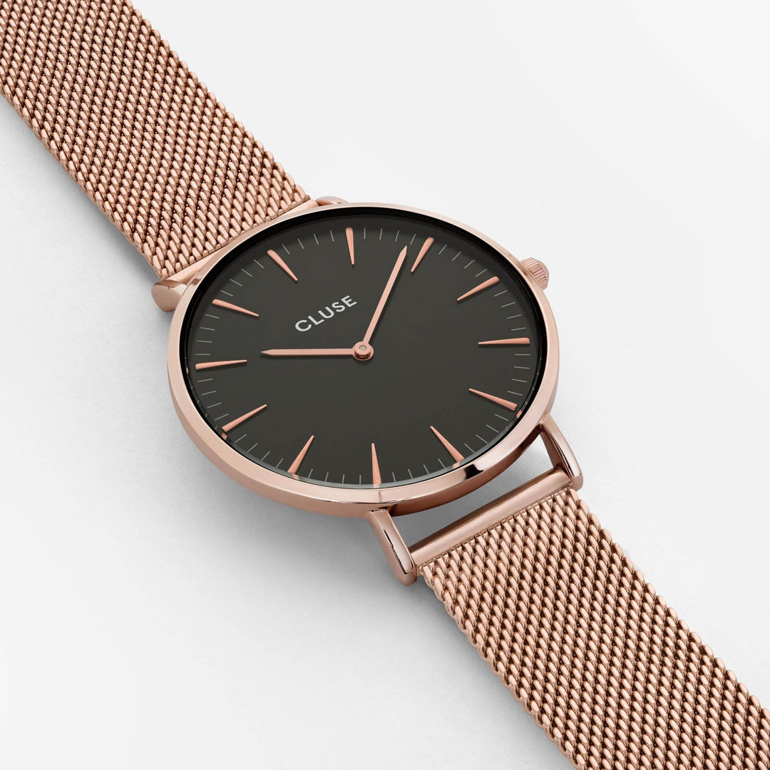 CLUSE La Bohème Mesh Rose Gold/Black CL18113 - watch face detail