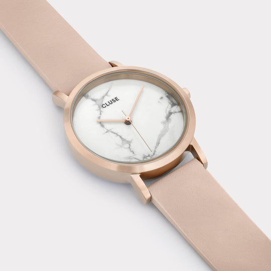 CLUSE La Roche Petite Rose Gold White Marble/Nude CL40109 - watch face detail