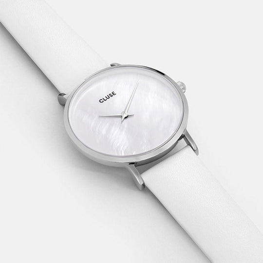 CLUSE Minuit La Perle Silver White Pearl/White CL30060 - watch face detail