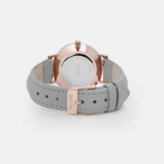Aviation Box Minuit Mesh Gift Box Rose Gold White with Grey Strap CLA005 - Watch clasp and back
