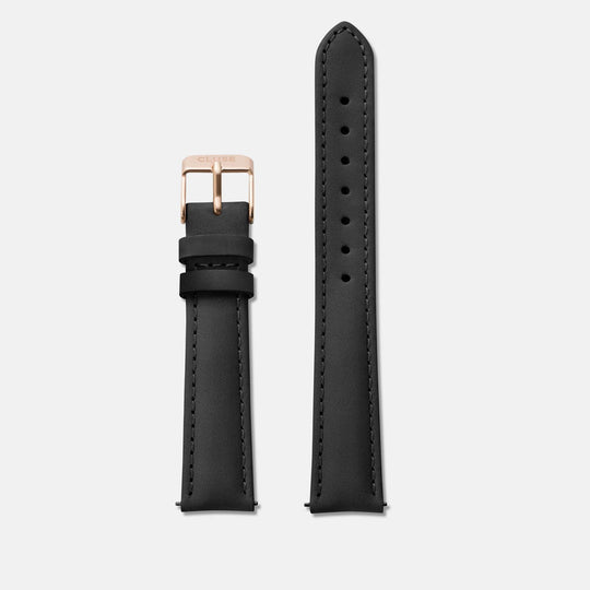 CLUSE Strap 16 mm Leather Black/Rose Gold CS1408101024 - Strap